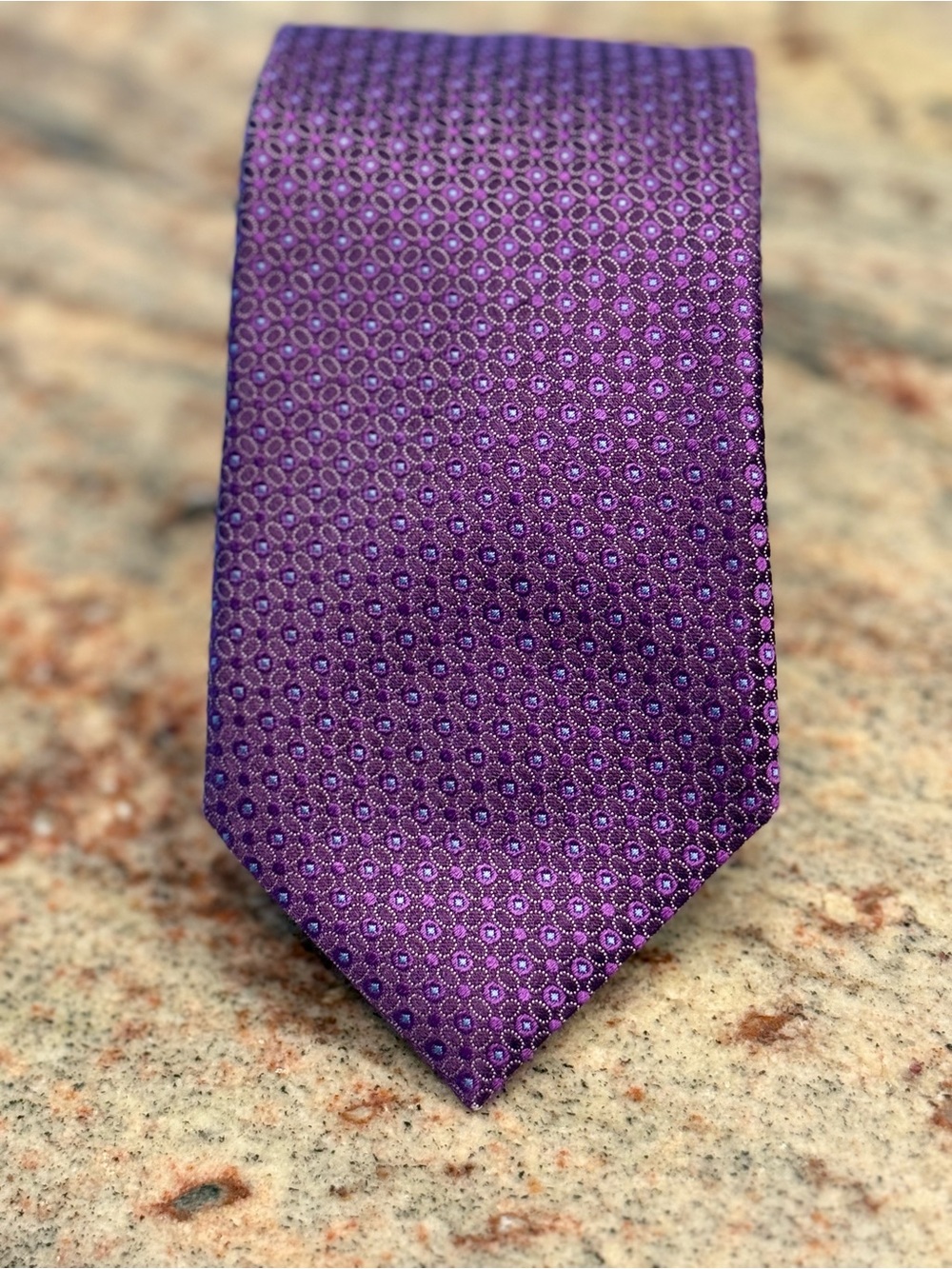 Canali Purple Micro-Pattern Silk Tie 3 1/4” W x 58”L made in Italy